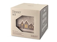 Set de masă de Crăciun H&H Cinnamon Glow din ceramică, 18 piese, cu decor de case nordice pentru ocazii de iarnă 5