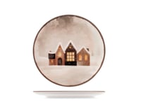 Set de masă de Crăciun H&H Cinnamon Glow din ceramică, 18 piese, cu decor de case nordice pentru ocazii de iarnă 2