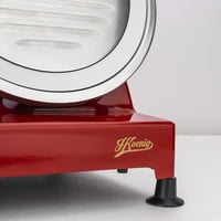 H.Koenig MSX254 Elektromos Szeletelőgép, 0-12 mm Állítható Vastagság, 25 cm Penge, Beépített Élező, 282 RPM, Piros, Alumínium 10