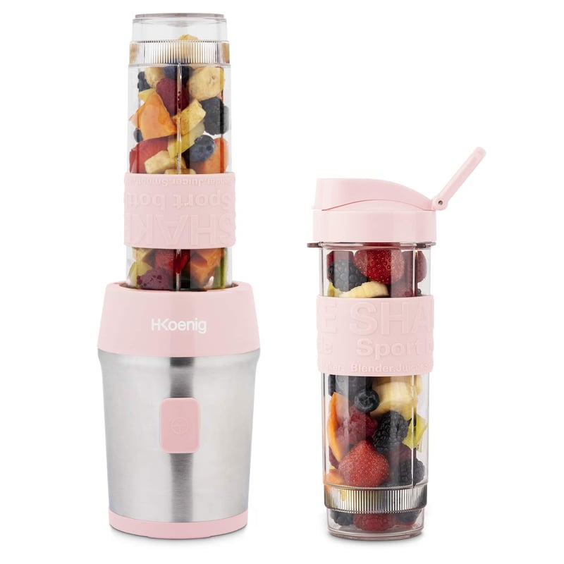 Mini smoothie mixér H.Koenig SMOO12, 570 ml, 300 W, bez BPA, 2 prenosné fľaše, čepele z nehrdzavejúcej ocele, ružový