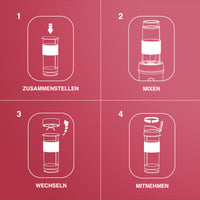 Mini smoothie mixér H.Koenig SMOO12, 570 ml, 300 W, bez BPA, 2 prenosné fľaše, čepele z nehrdzavejúcej ocele, ružový 8