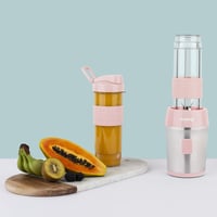 Mini smoothie mixér H.Koenig SMOO12, 570 ml, 300 W, bez BPA, 2 prenosné fľaše, čepele z nehrdzavejúcej ocele, ružový 2