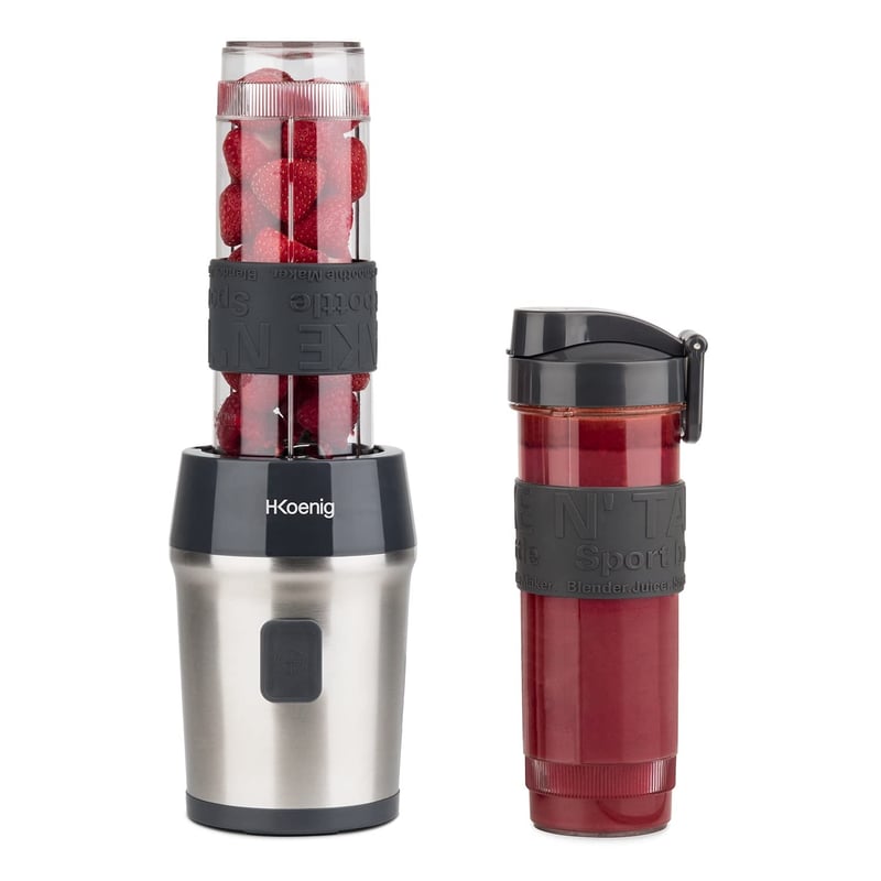 H.Koenig SMOO9 Kompakt Smoothie Készítő - 570ml, BPA-mentes, 300W, 2 Hordozható Palackkal