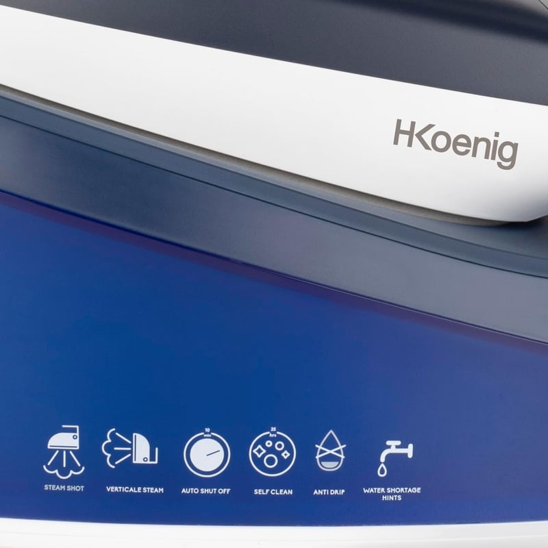 H.Koenig V7 gőzállomás 2200W, 5.5 bar nyomás, 120g/perc gőzlökés, kerámia talp