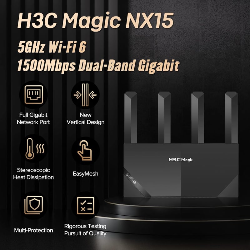 H3C Magic NX15 WiFi 6 Router 1200 Mbps 5GHz Gigabit portokkal