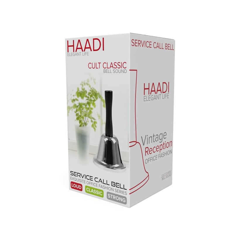 Clopoțel manual din oțel inoxidabil HAADI, clopoțel de Moș Crăciun cu mâner, clopoțel sonor pentru cină de Crăciun, clopoțel de masă pentru recepție, școală sau bucătărie