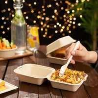 HAAGO 50db Prémium Cukornád Hamburger Doboz 990ml - Környezetbarát, Biológiailag Lebomló, Komposztálható Elviteles Ételdoboz 15cm 4