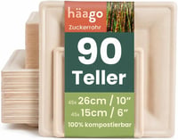HAAGO 90 db Cukornád Tányér 25 és 18 cm Négyzet Alakú Lebomló Parti Tányér 1