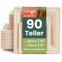 HAAGO set tanjura od šećerne trske, kvadratni, 16 cm i 26 cm - 90 kom. 1