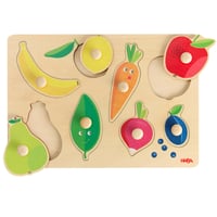 HABA Vkladacie puzzle Ovocie a farby s veľkými úchytkami – Učenie farieb a tvarov – Od 12 mesiacov – 2011811001 1