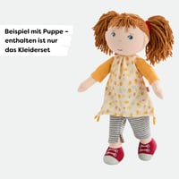 HABA Letný set oblečenia pre bábiky – šaty a legíny pre 30 cm látkové bábiky – prateľné na 30 °C – vhodné od 18 mesiacov 2