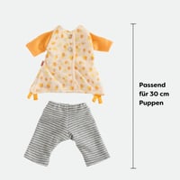 HABA Letný set oblečenia pre bábiky – šaty a legíny pre 30 cm látkové bábiky – prateľné na 30 °C – vhodné od 18 mesiacov 5