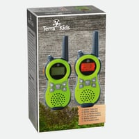HABA Terra Kids Walkie-Talkie – rază de acțiune 5 km, 8 canale, 446 MHz, lanternă LED, clemă de prindere detașabilă, reîncărcabil prin USB, verde deschis, 2 bucăți 6