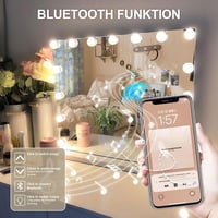 Habison Hollywood Smink Tükör Bluetooth-szal, 15 LED Lámpával, 58x46 cm, USB Kimenettel, 10x Nagyítással, 3 Színhőmérsékletű Érintőképernyős 6