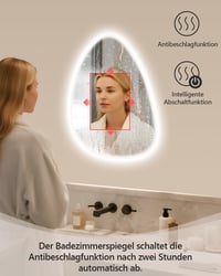Kúpeľňové zrkadlo Habison LED s Bluetooth reproduktorom, funkciou proti zahmlievaniu, 3 teplotami farieb, stmievateľné, pamäťová funkcia, IP44, 55x80 cm, asymetrický dizajn 4