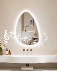 Kúpeľňové zrkadlo Habison LED s Bluetooth reproduktorom, funkciou proti zahmlievaniu, 3 teplotami farieb, stmievateľné, pamäťová funkcia, IP44, 55x80 cm, asymetrický dizajn 1