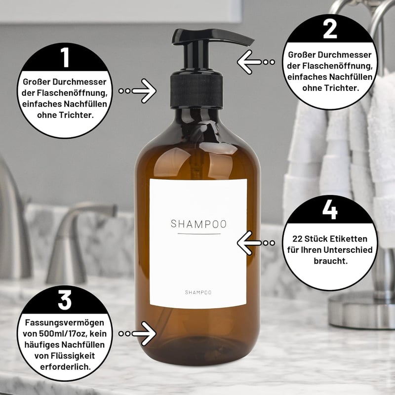 Hafeehoo 3 db 500 ml falra szerelhető szappanadagoló szett címkékkel
