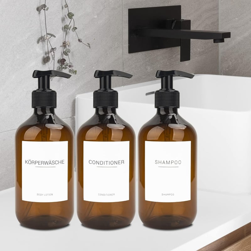 Hafeehoo 3 db 500 ml falra szerelhető szappanadagoló szett címkékkel