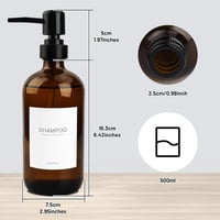 Hafeehoo 3 db Barna Üveg Szappanadagoló 500 ml Fekete Pumpával és Fehér Címkékkel 7
