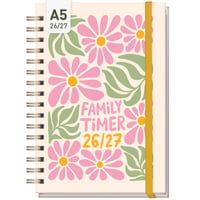 Häfft Family-Timer Családi Tervező Naptár 2026-2027 A5 "Flower Power Pink" - Heti Familien-Planer Határidőnapló 1