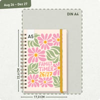 Häfft Family-Timer Családi Tervező Naptár 2026-2027 A5 "Flower Power Pink" - Heti Familien-Planer Határidőnapló 3