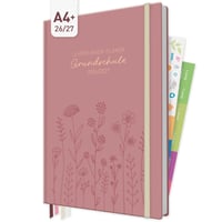 Učiteľský plánovač Häfft pre základné školy 2026/2027 A4+ "Fine Flowers Rosé" | 12-mesačný kalendár v tvrdej väzbe od augusta 1