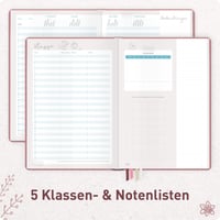 Učiteľský plánovač Häfft pre základné školy 2026/2027 A4+ "Fine Flowers Rosé" | 12-mesačný kalendár v tvrdej väzbe od augusta 5