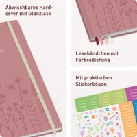 Učiteľský plánovač Häfft pre základné školy 2026/2027 A4+ "Fine Flowers Rosé" | 12-mesačný kalendár v tvrdej väzbe od augusta 2