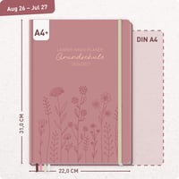 Učiteľský plánovač Häfft pre základné školy 2026/2027 A4+ "Fine Flowers Rosé" | 12-mesačný kalendár v tvrdej väzbe od augusta 3