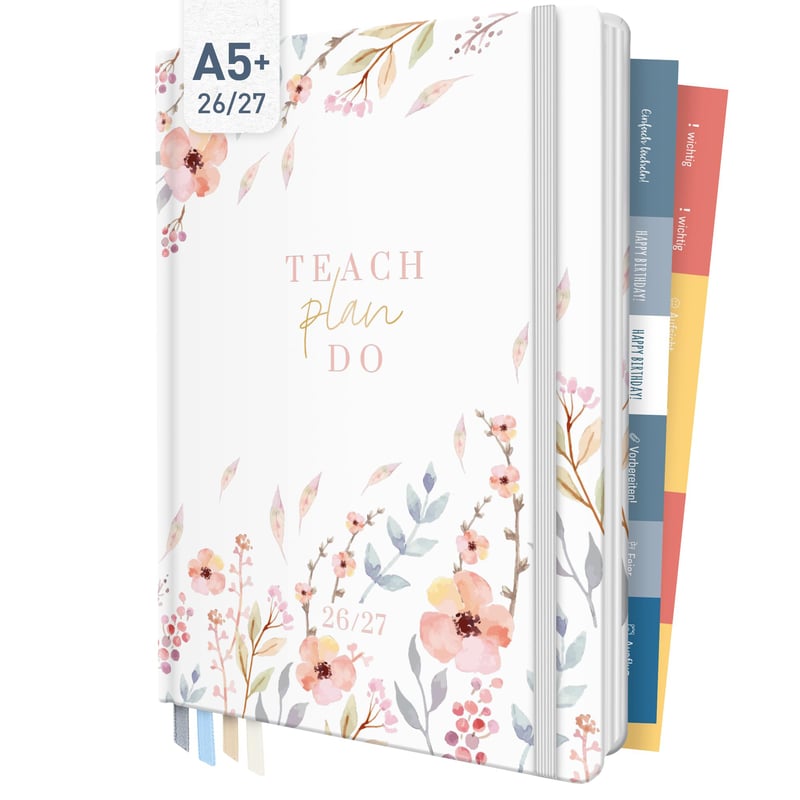 Agendă pentru profesori Häfft 2026/2027, format A5+, "Sweet Flowers" - Planner pentru cadre didactice