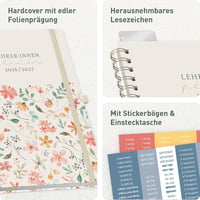 Häfft Lehrerplaner 2026/2027 A4+ Deluxe tanári naptár spirálos kemény fedeles - Wild Blossoms 2
