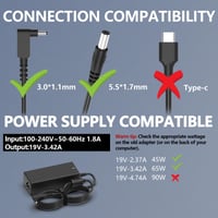 Hafiuege 65W 45W Nabíjací kábel pre notebook Acer Swift 1 3 5 SF314-41 SF114-32 Aspire 3 5 A515 Spin 1 3 5 Chromebook 11 14 15 Kompatibilný sieťový adaptér 7