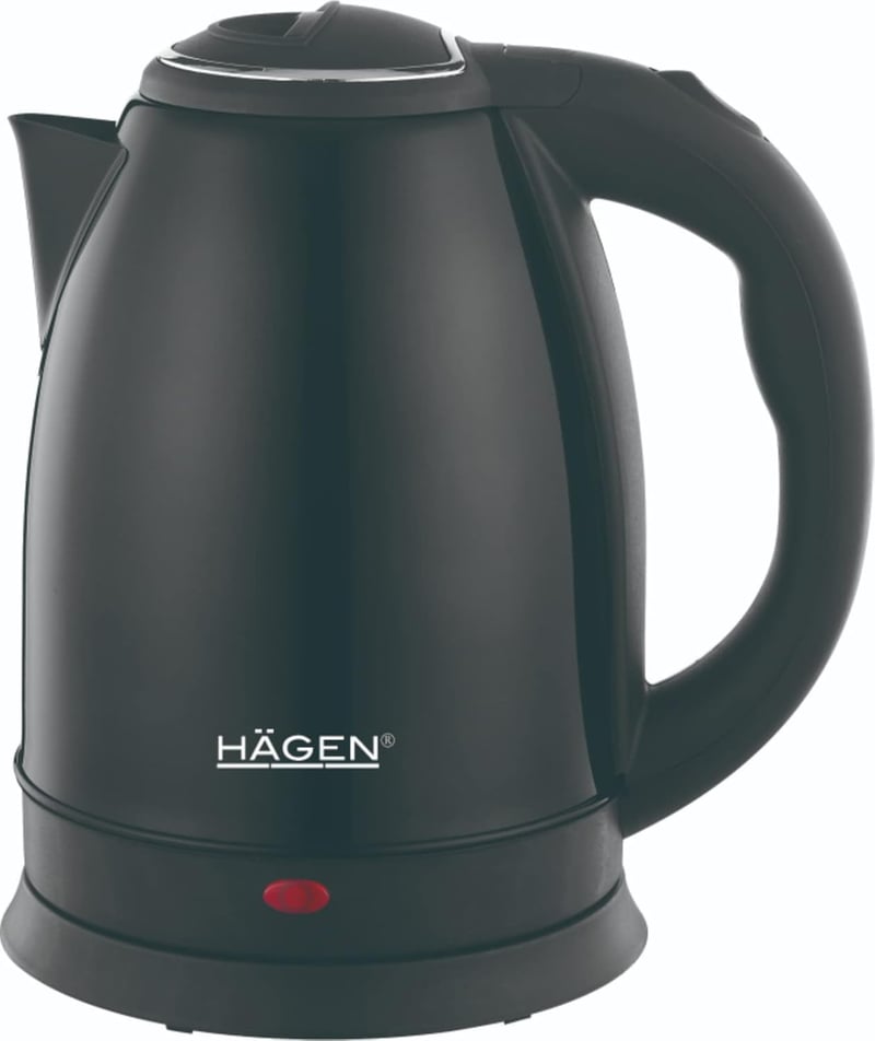 Hagen Kompakt Elektromos Vízforraló Rozsdamentes Acél 1.8L 1500W Fekete