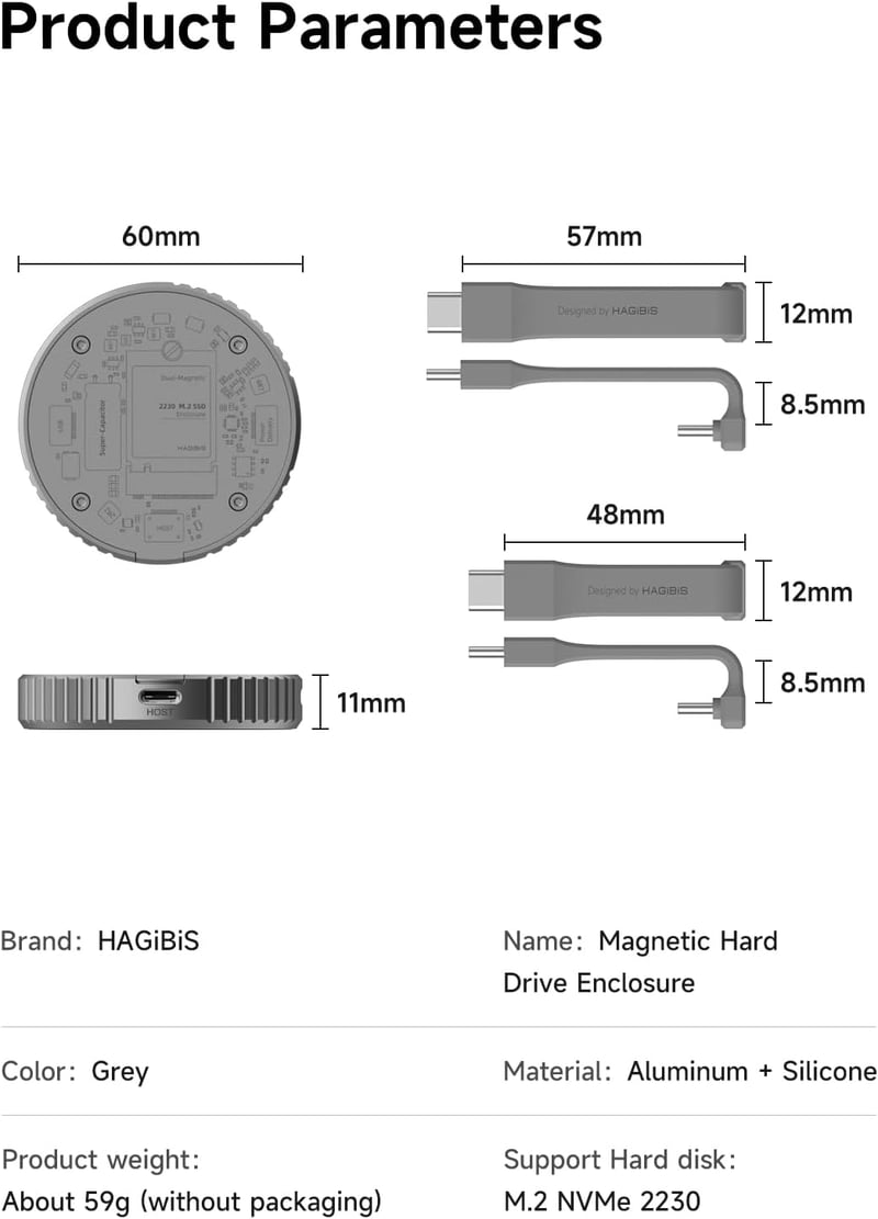 Hagibis M.2 2230 NVMe SSD ház MagSafe iPhone 15 Pro Max USB-C 3.2 10Gbps