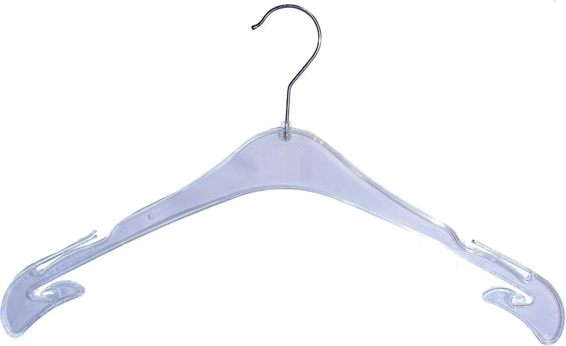 Hagspiel 20 db Átlátszó Műanyag Ruhaakasztó Szoknyatartó Bevágással, 43 cm, Forgatható, EU Gyártmány