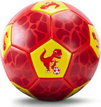 hahaland Dinoszauruszos Gyerek Focilabda - 3-as Méretű Műbőr Futball-labda Gyerekeknek 3-8 Éves Korig, Piros 1