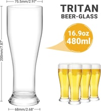 HAHASHOW 480ml Söröspohár Szett 2db Kemény Műanyag Pohár Mosogatógépben Mosható 2