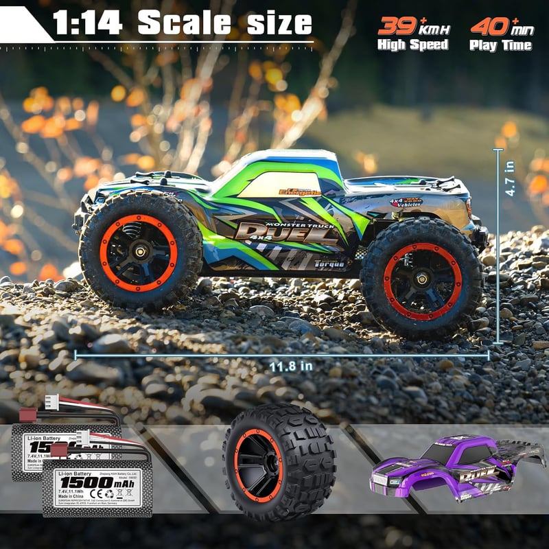 HAIBOXING 1:14 4WD RC autó 39 km/h terepjáró monster truck vízálló távirányítós