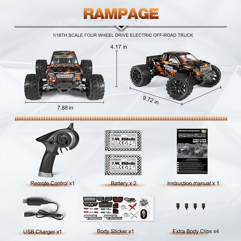 HAIBOXING 4WD RC autó 36 km/h Monster Truck 1/18 vízálló terepjáró
