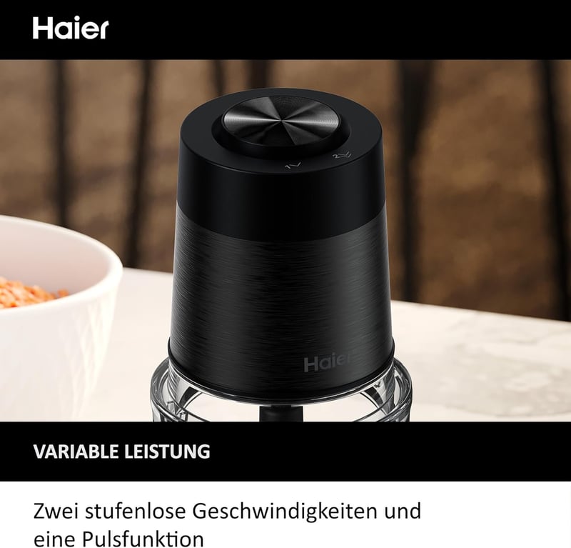 Haier Chopper 550W zöldségvágó 0,5L üvegtállal, 2 sebességfokozat, hagymavágó