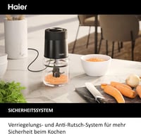 Haier Chopper 550W zöldségvágó 0,5L üvegtállal, 2 sebességfokozat, hagymavágó 6