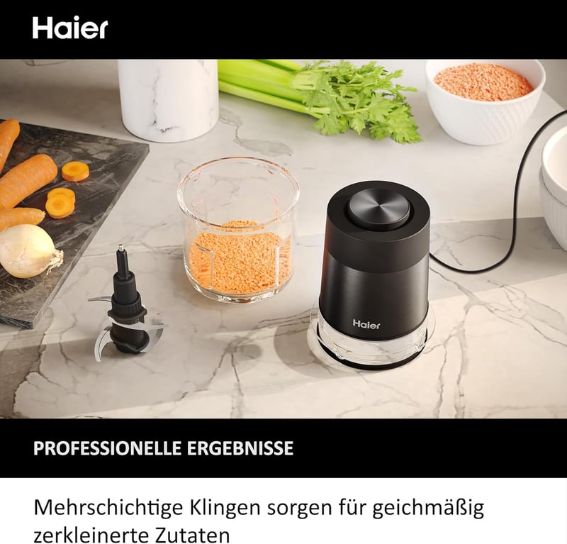 Haier Chopper 550W zöldségvágó 0,5L üvegtállal, 2 sebességfokozat, hagymavágó