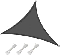 Haikus Háromszög Napvitorla 3x3x3m - Prémium HDPE Árnyékoló, Légáteresztő, Időjárásálló, Kertbe, Erkélyre, Teraszra, Rögzítőkötéllel, Grafit 1