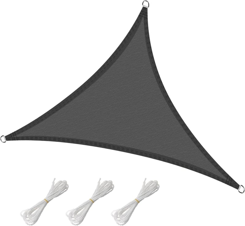 Haikus Háromszög Napvitorla 3x3x3m - Prémium HDPE Árnyékoló, Légáteresztő, Időjárásálló, Kertbe, Erkélyre, Teraszra, Rögzítőkötéllel, Grafit