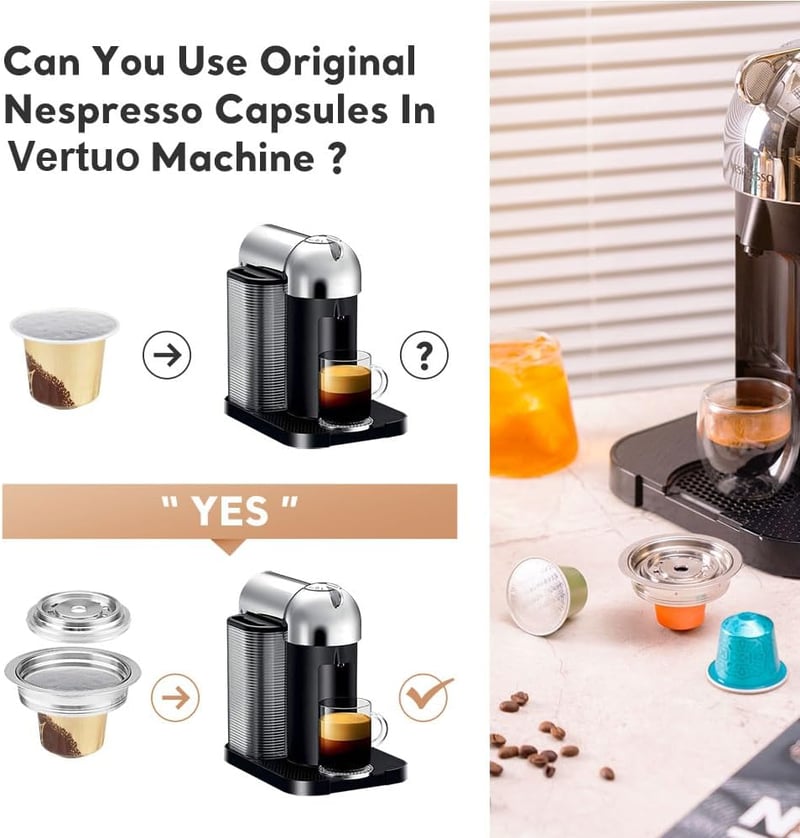 HAILASRE Rozsdamentes Nespresso Vertuoline Kávéadapter 80ml - Pod Konverter