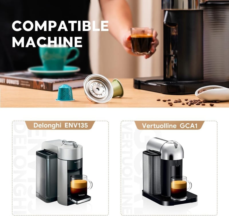 HAILASRE Rozsdamentes Nespresso Vertuoline Kávéadapter 80ml - Pod Konverter