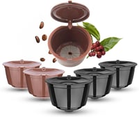 HAILASRE Újrahasználható Kávékapszula Dolce Gusto Kávéfőzőhöz, 6 Darabos Szett, Környezetbarát Kávépod Szűrő, 3 Fekete + 3 Barna 1