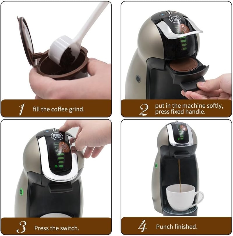 HAILASRE Újrahasználható Kávékapszula Dolce Gusto Kávéfőzőhöz, 6 Darabos Szett, Környezetbarát Kávépod Szűrő, 3 Fekete + 3 Barna
