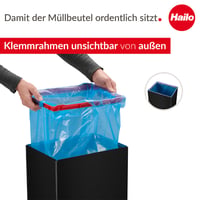 Coș de gunoi pentru bucătărie Hailo Big-Box Swing L - 35 litri - Capac oscilant cu auto-închidere - Tablă de oțel - Cadru de fixare a sacului de gunoi - Coș de gunoi pătrat - Negru 4