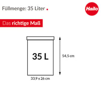 Coș de gunoi pentru bucătărie Hailo Big-Box Swing L - 35 litri - Capac oscilant cu auto-închidere - Tablă de oțel - Cadru de fixare a sacului de gunoi - Coș de gunoi pătrat - Negru 6